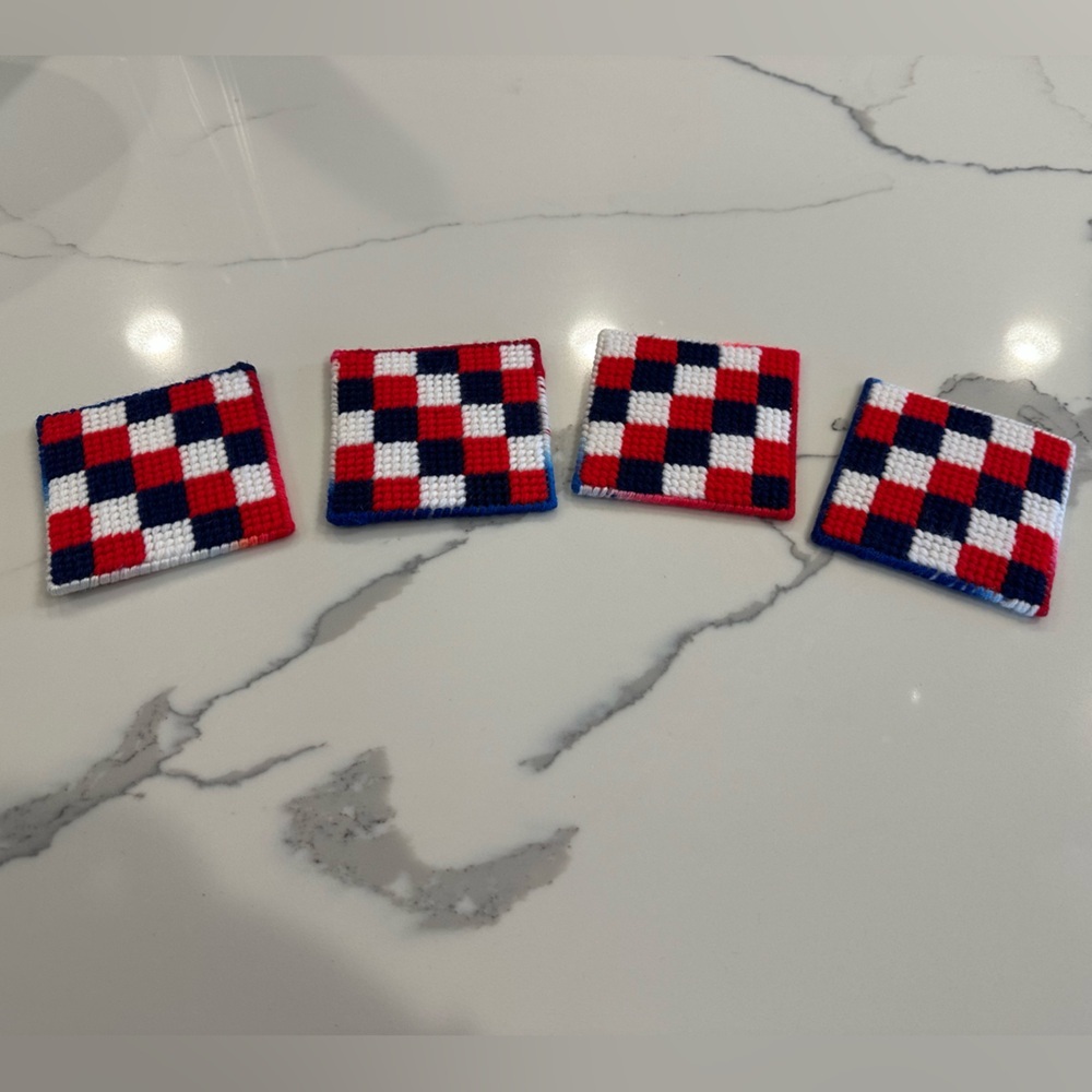 Set of 4 Plastic Canvas Handmade Mug Rug Coasters